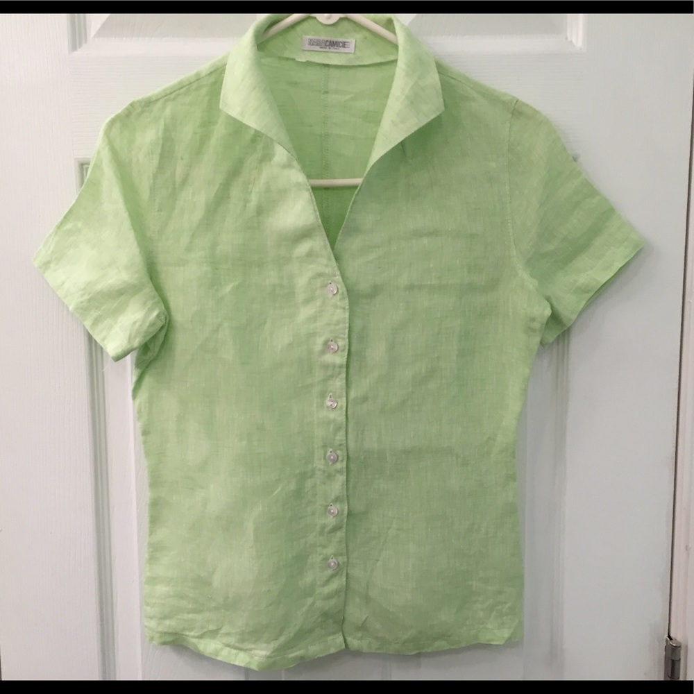 Naracamicie light green linen blouse - Picture 4 of 12